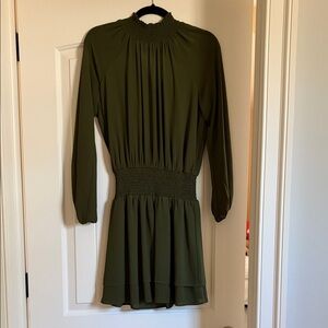 Veronica M Dark Green Long Sleeve Dress